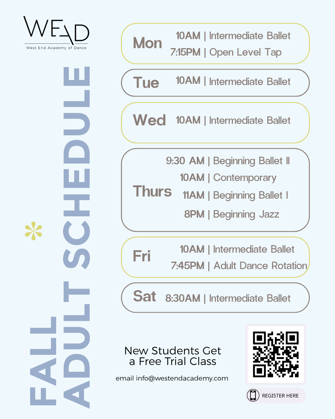 Fall Adult Schedule 2026
